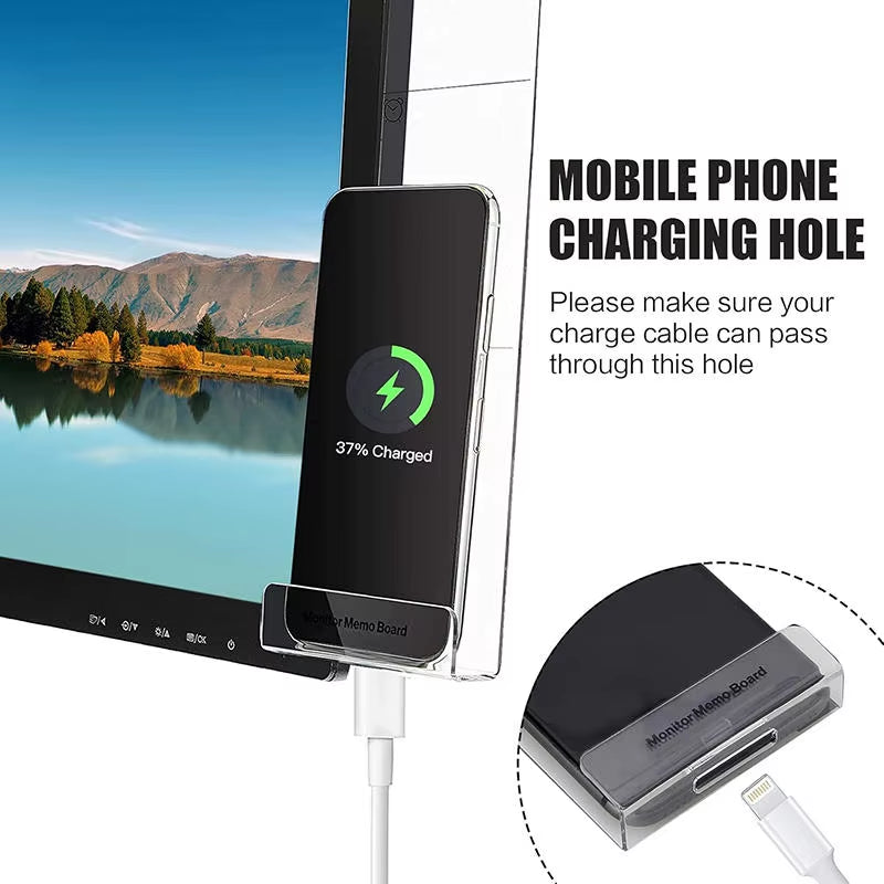 Right Left Acrylic Monitor Memo Board Desk Accessories Computer Display Message Board Computer Sticky Note Clip Office Supplies