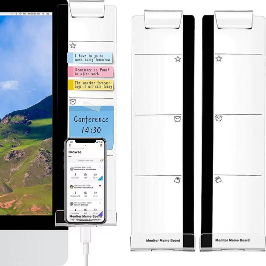 Right Left Acrylic Monitor Memo Board Desk Accessories Computer Display Message Board Computer Sticky Note Clip Office Supplies